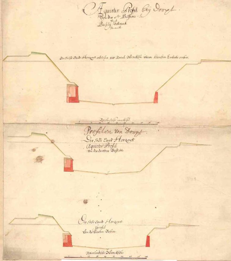 профиль тартуских бастионов  в 1700 году